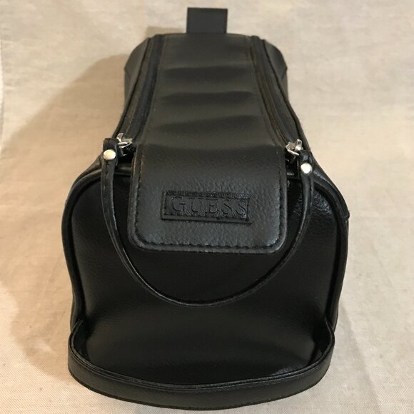 Guess Men's Black Leather Bag – Grooming/Shaving Travel Dopp Kit - Picture 2 of 9